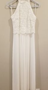 White halter neck dress